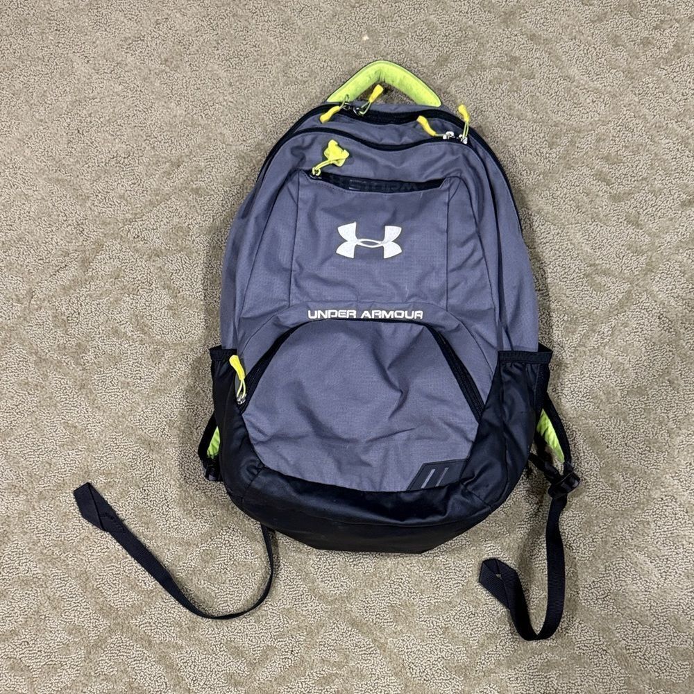 Under Armour Black and Gray Backpack with Yellow Accents